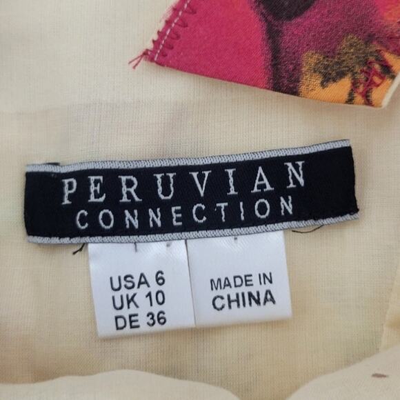 Peruvian Connection Dress Womens 6 Sleeveless Floral Midi Dress Boho Fun Dress - Picture 8 of 10